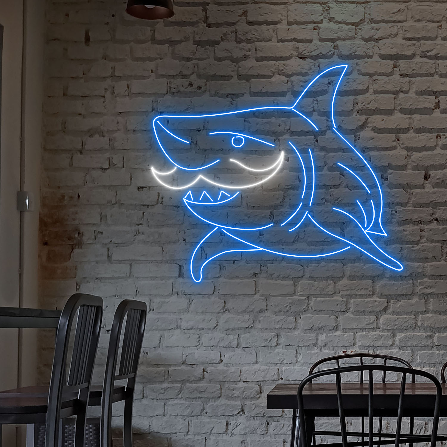 Mustache Shark Neon Sign Cute Sea Animal Wall Decor