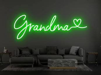 Grandma With Heart Neon Sign Family Wall Decor