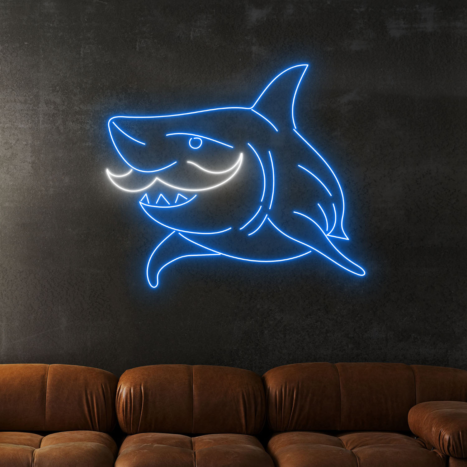 Mustache Shark Neon Sign Cute Sea Animal Wall Decor