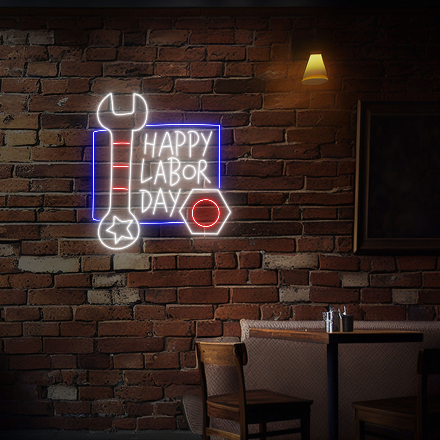 Happy Labor Day Neon Sign Wall Art Decor