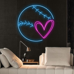 Baseball Heart Neon Sign Baseball Club Decor Signboard