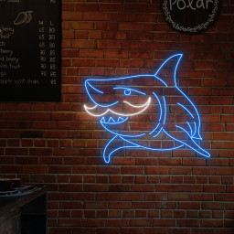 Mustache Shark Neon Sign Cute Sea Animal Wall Decor