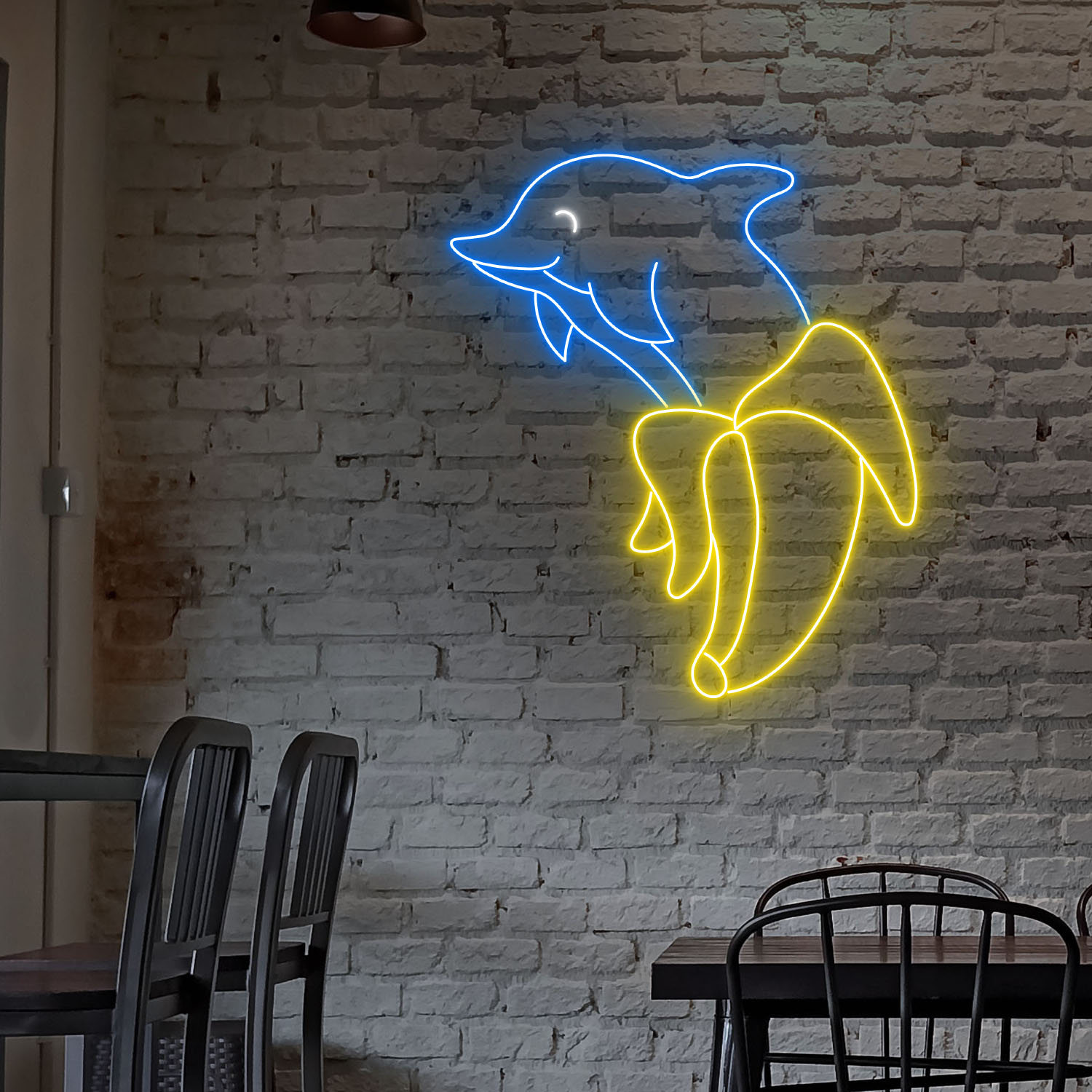 Dolphin Banana Neon Sign Cute Animal Wall Art Decor