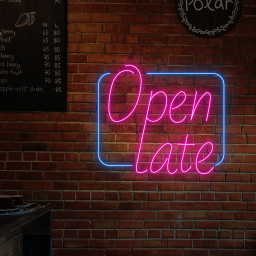 Open Late Neon Sign Shop Bar Decor