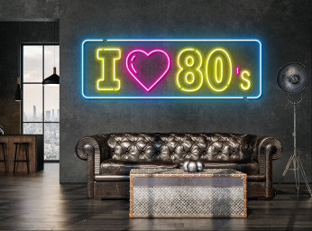 I Love 80's Neon Sign Vintage Wall Decor