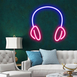 Headphone Neon Sign Music Studio Decor