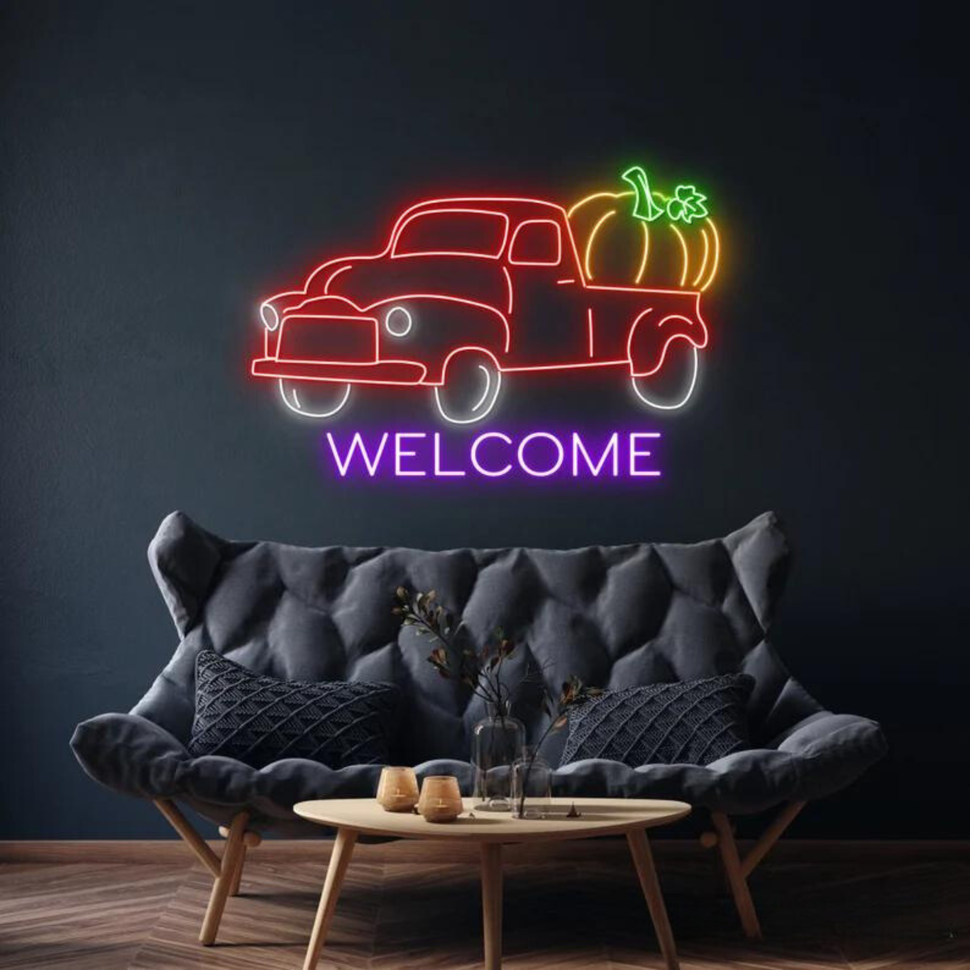 Farm Truck Neon Sign Thanksgiving Farm Decor Welcome Sign