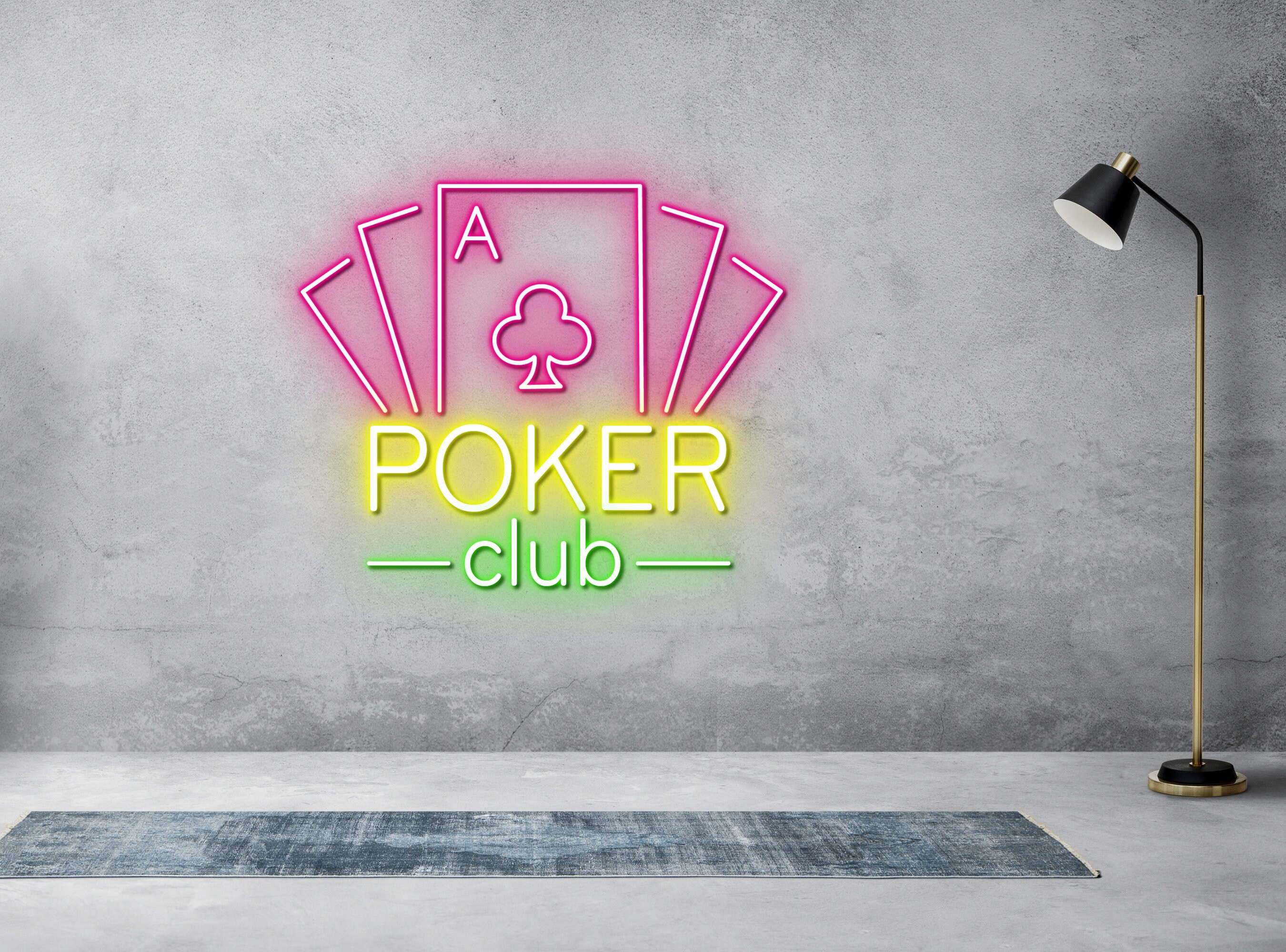 Poker Club Neon Sign Game Icons For Casino