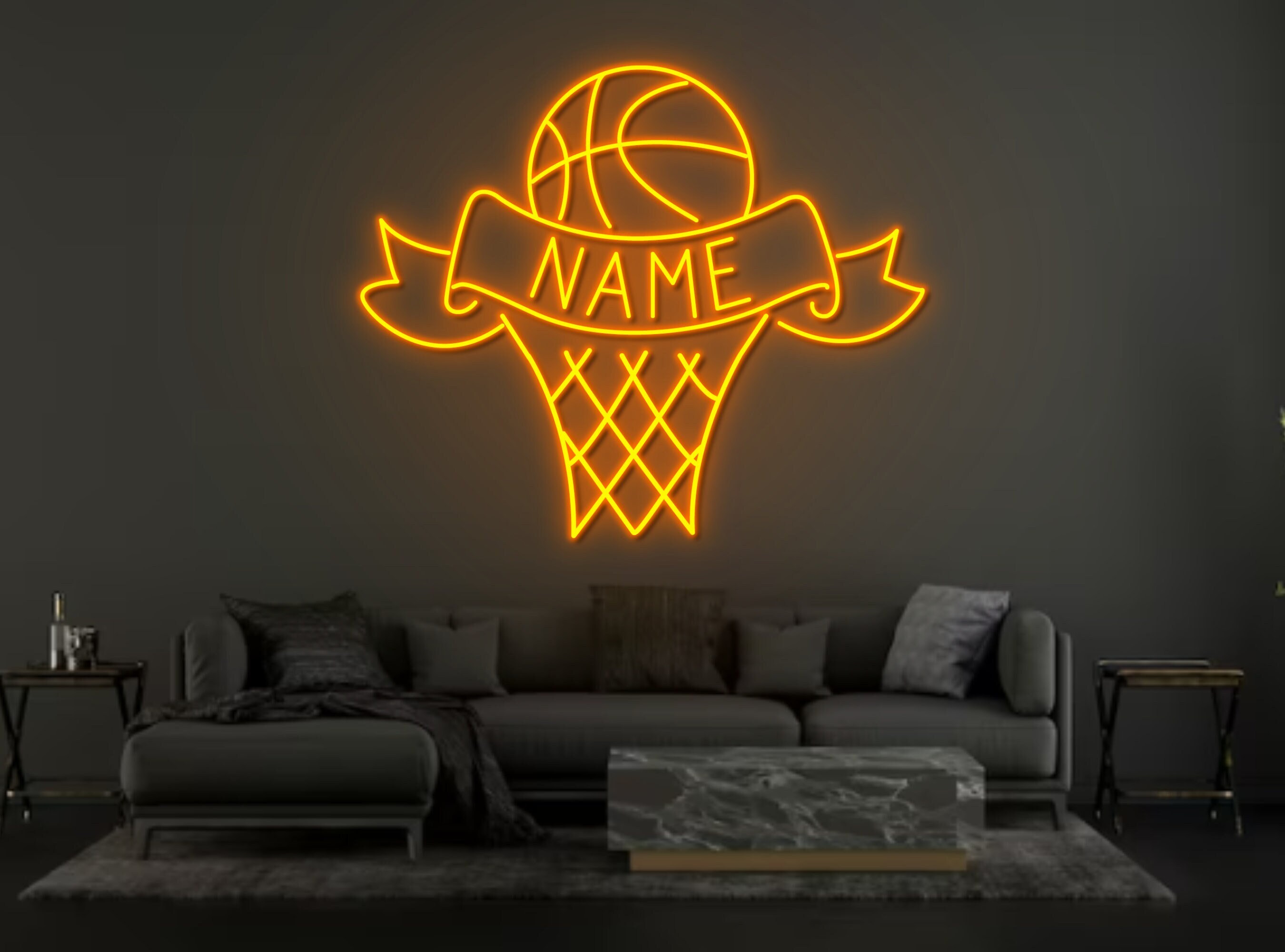 Custom Name Backboard Basketball Ball Neon Sign