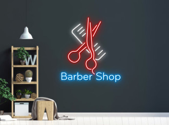 Comb and Scissors Barber Shop Neon Sign