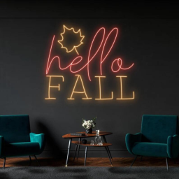 Hello Fall Neon Sign Autumn Thanksgiving Light Wall Decor