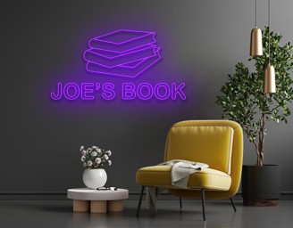 Custom Book Name Line Art Neon Signs Bookworm Wall Art