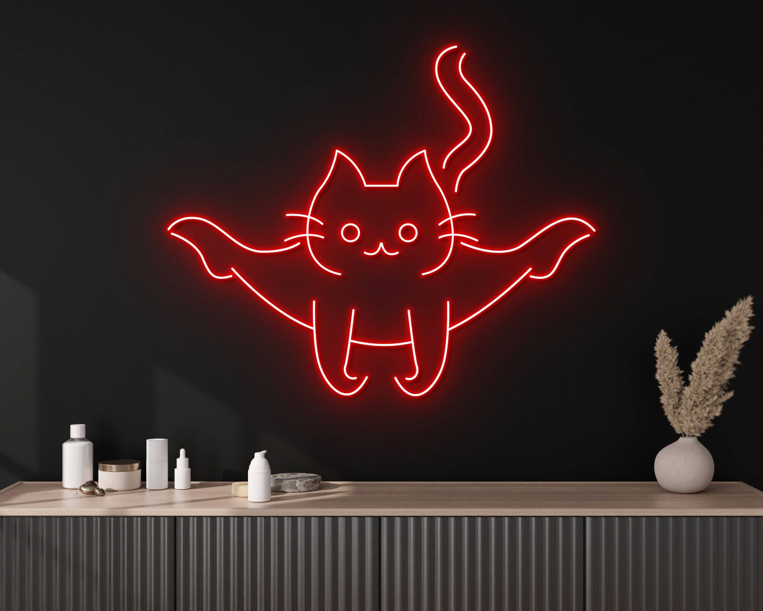 Cat Yoga Pose Line Art Neon Signs