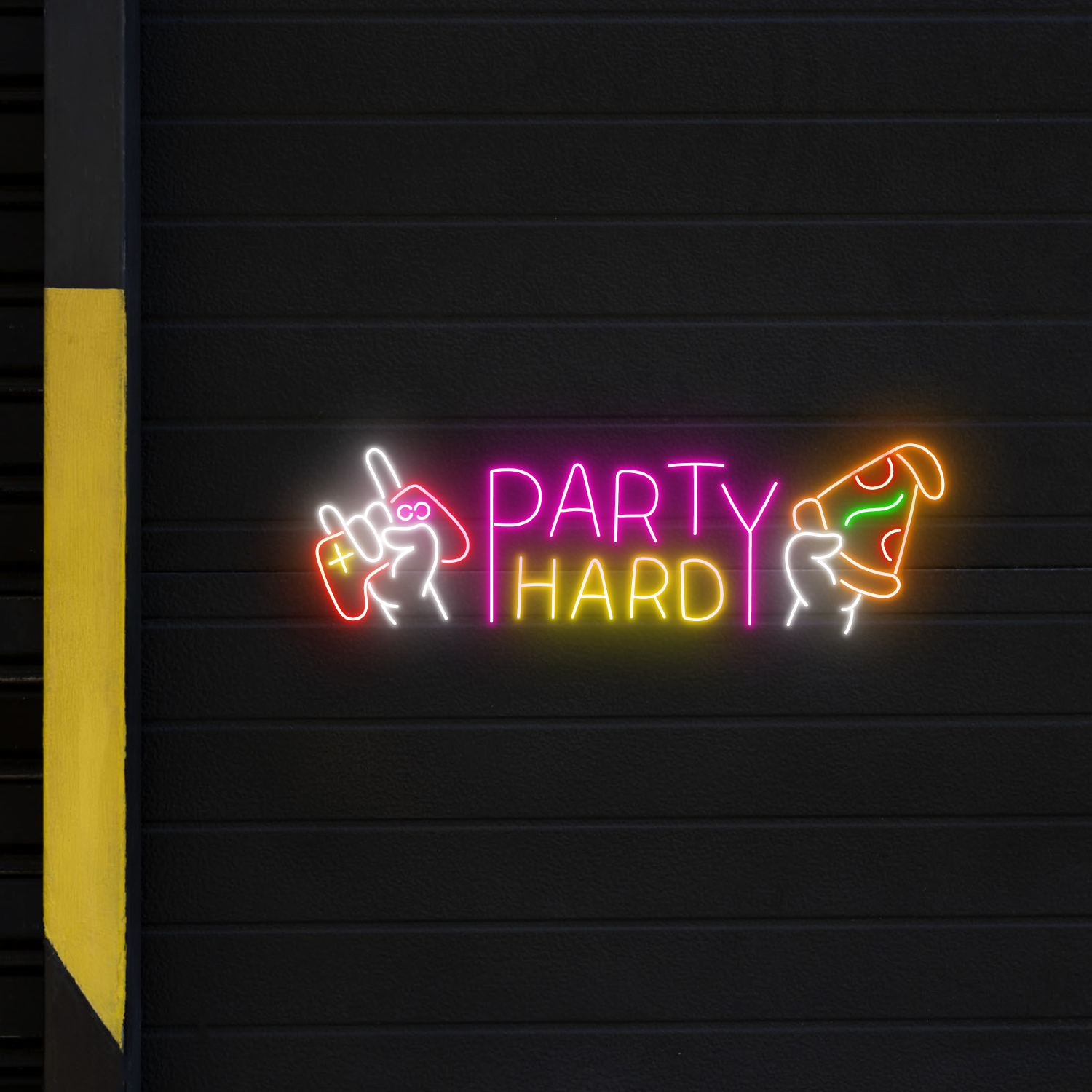 Eat Pizza And Play Video Game Neon Sign Party Hard Wall Art Decor