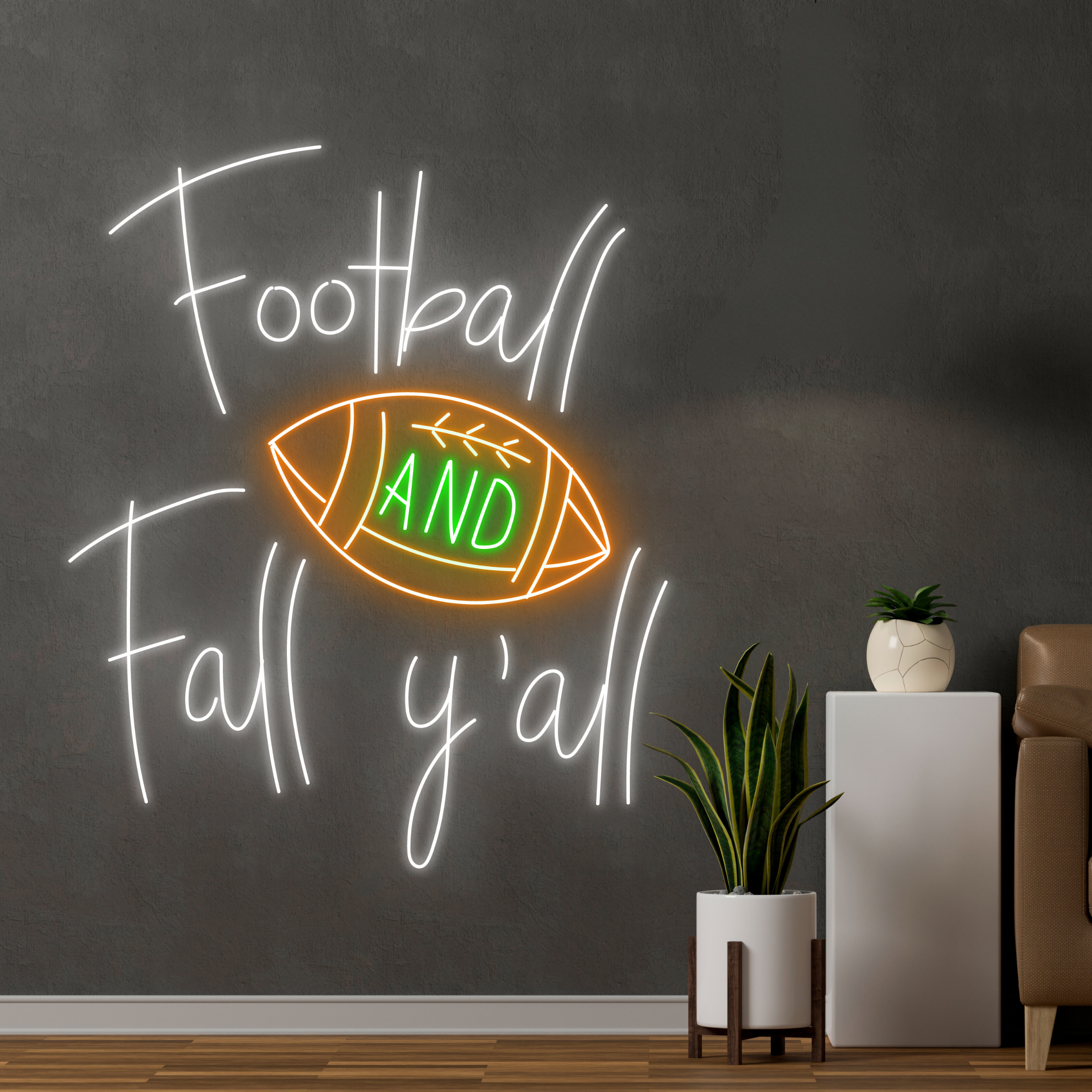 Football And Fall Y'all Neon Sign Football Club Store Decor