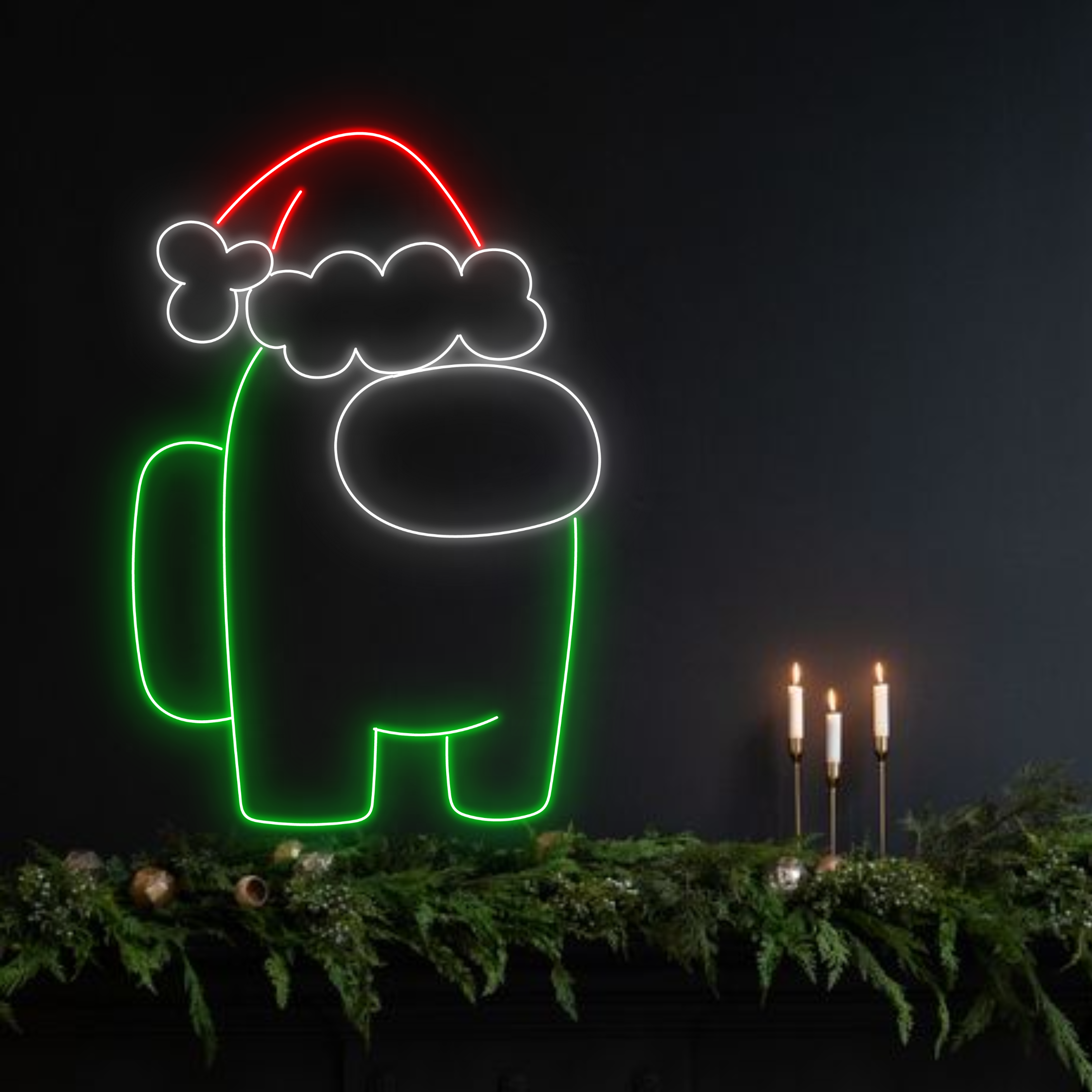 Santa Among Us Neon Sign Cartoon Game Arcade Wall Decor