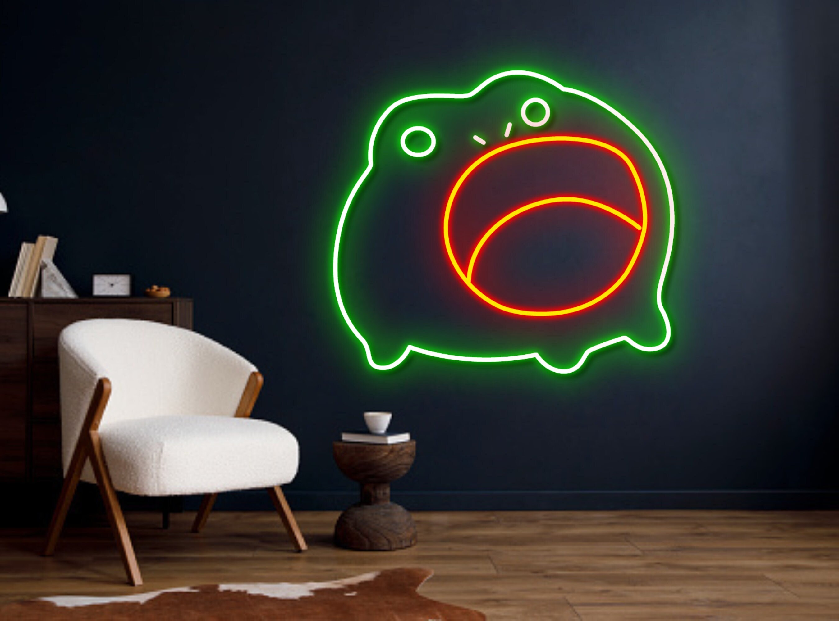 Cute Chibi Frog Screaming Neon Sign