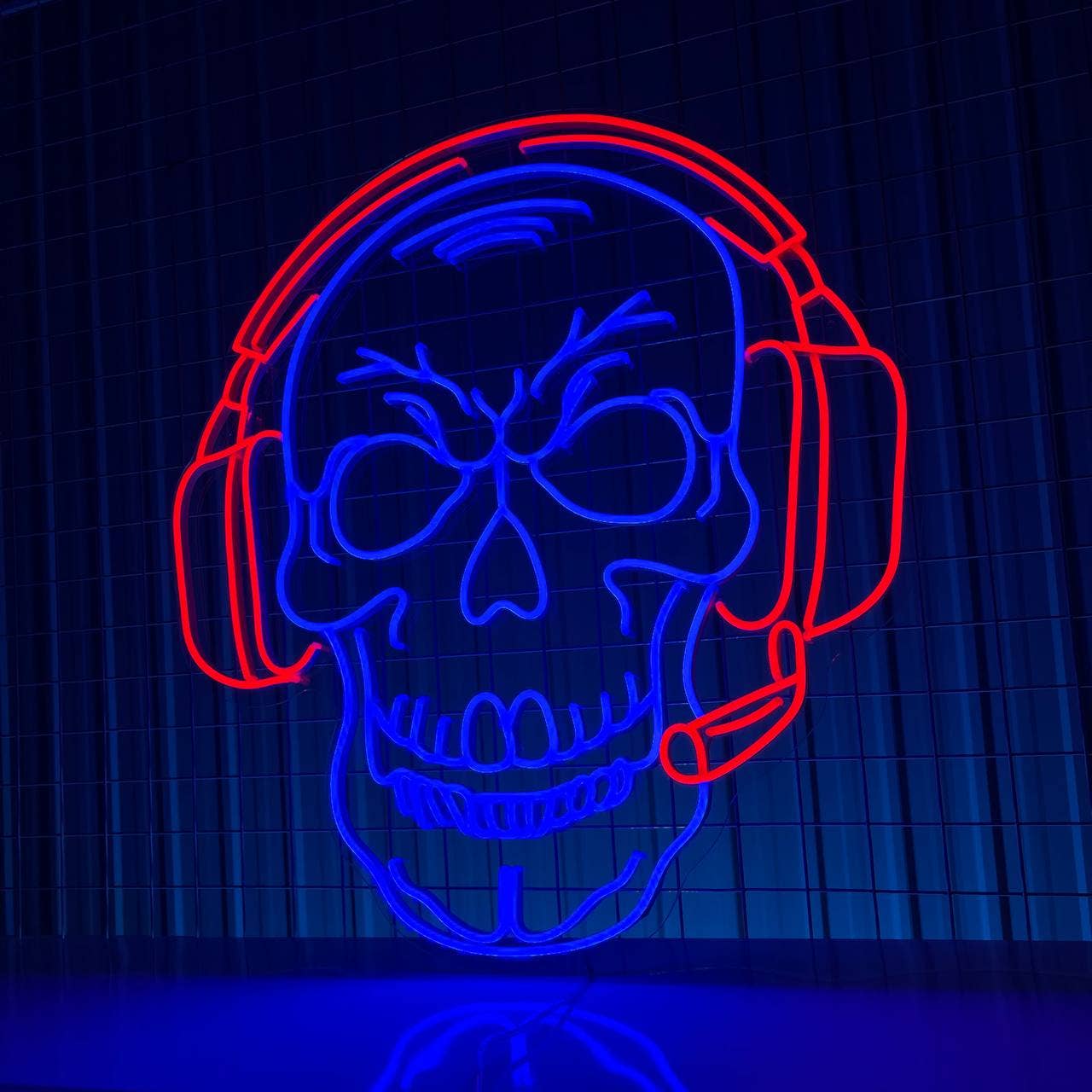 Skull Listen Music Neon Sign Halloween Wall Art Decor