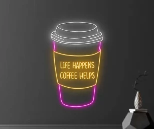 Life Happens Coffee Helps Neon Sign Coffee Store Decor sign