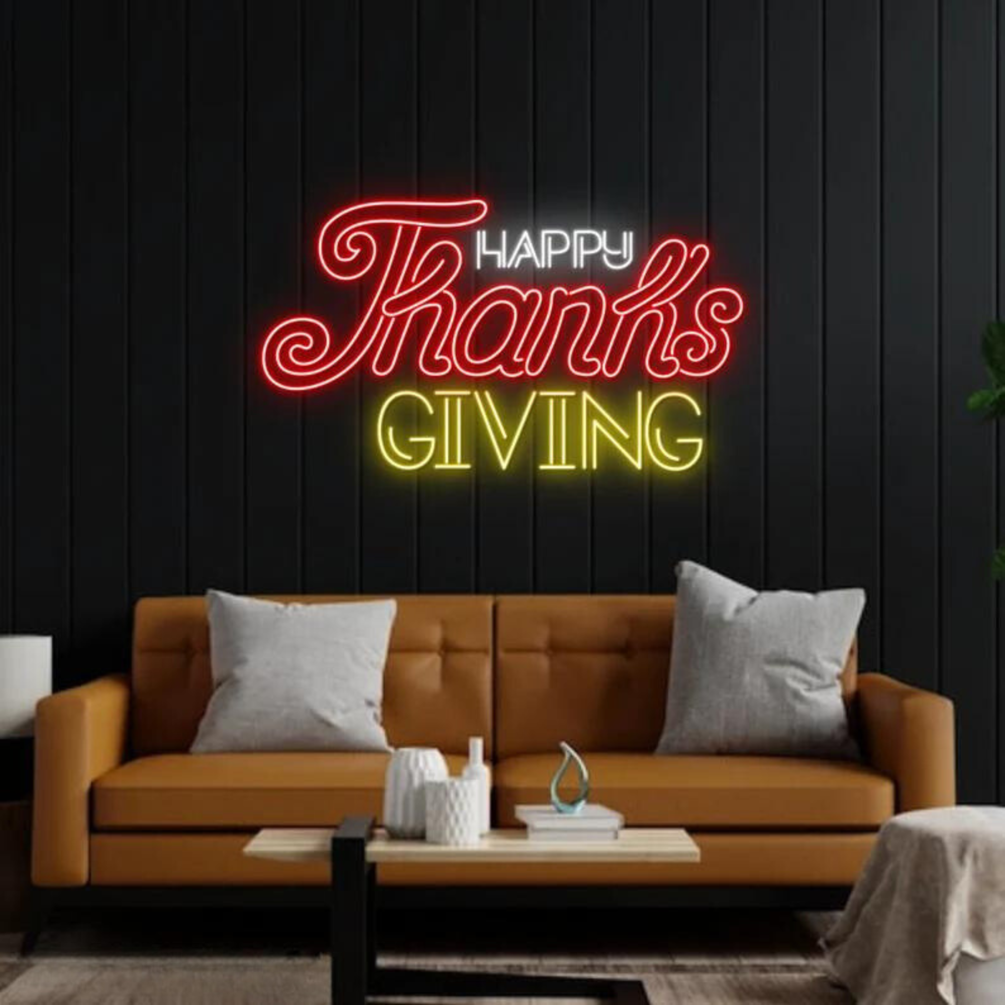 Basic Happy Thanksgiving Neon Sign