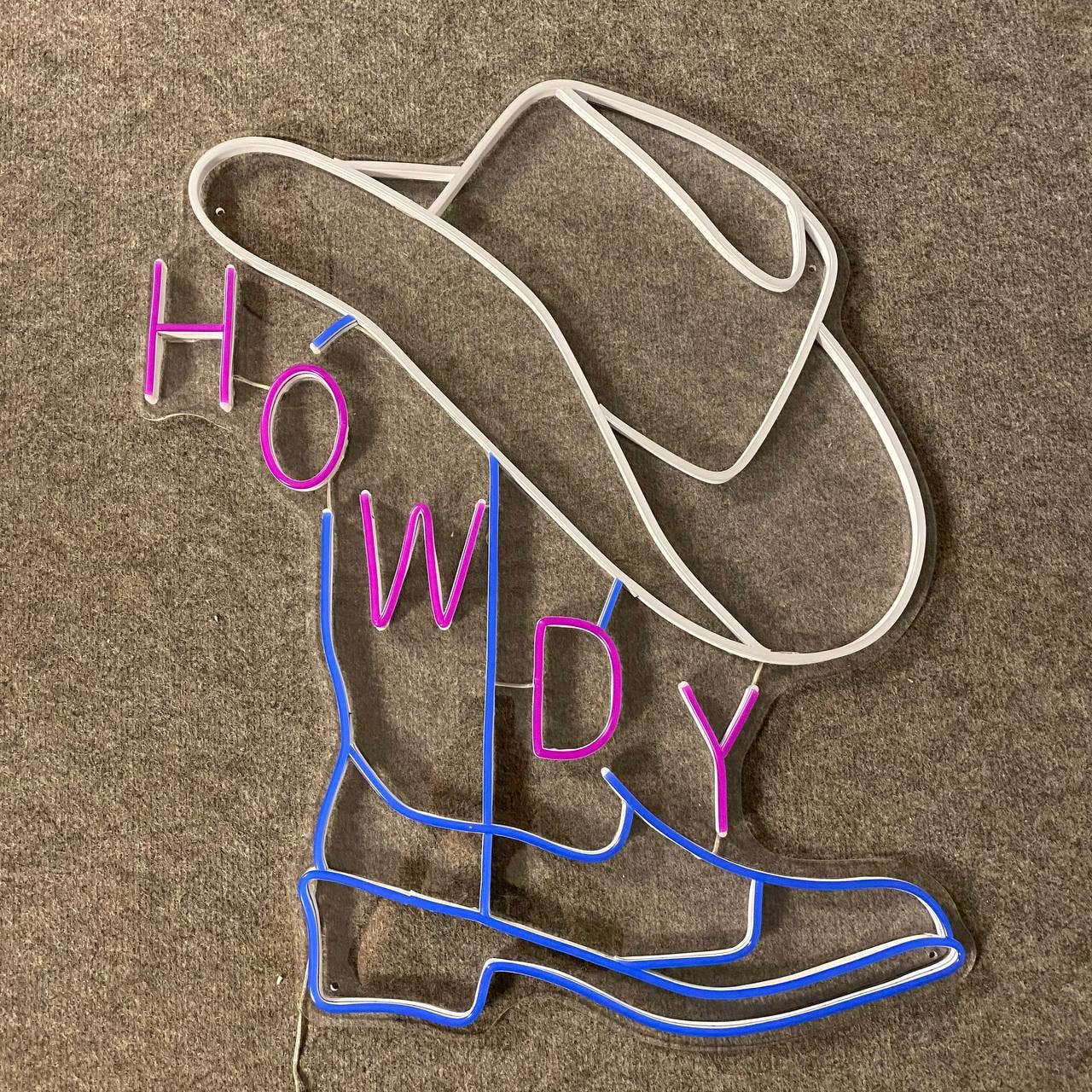 Howdy Cowboy Boots Neon Sign Wall Art Long-lasting Decor