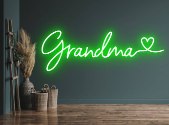 Grandma With Heart Neon Sign Family Wall Decor