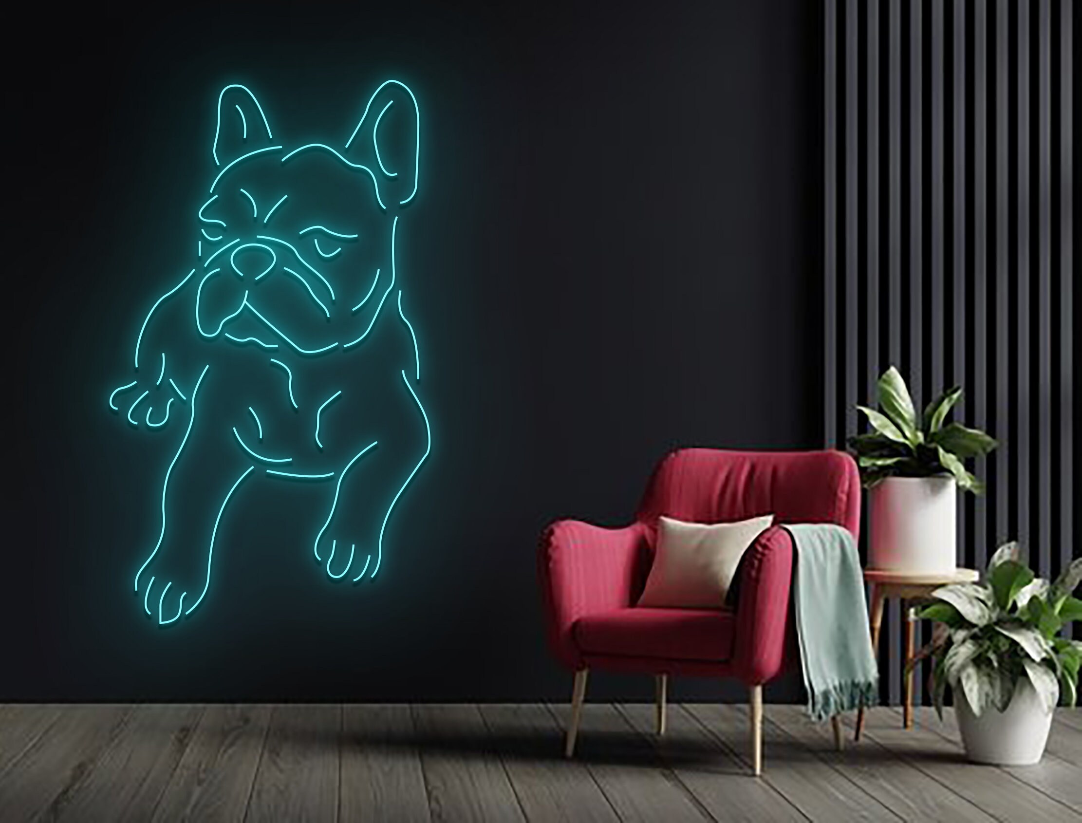 Angry Face French Bulldog Neon Sign