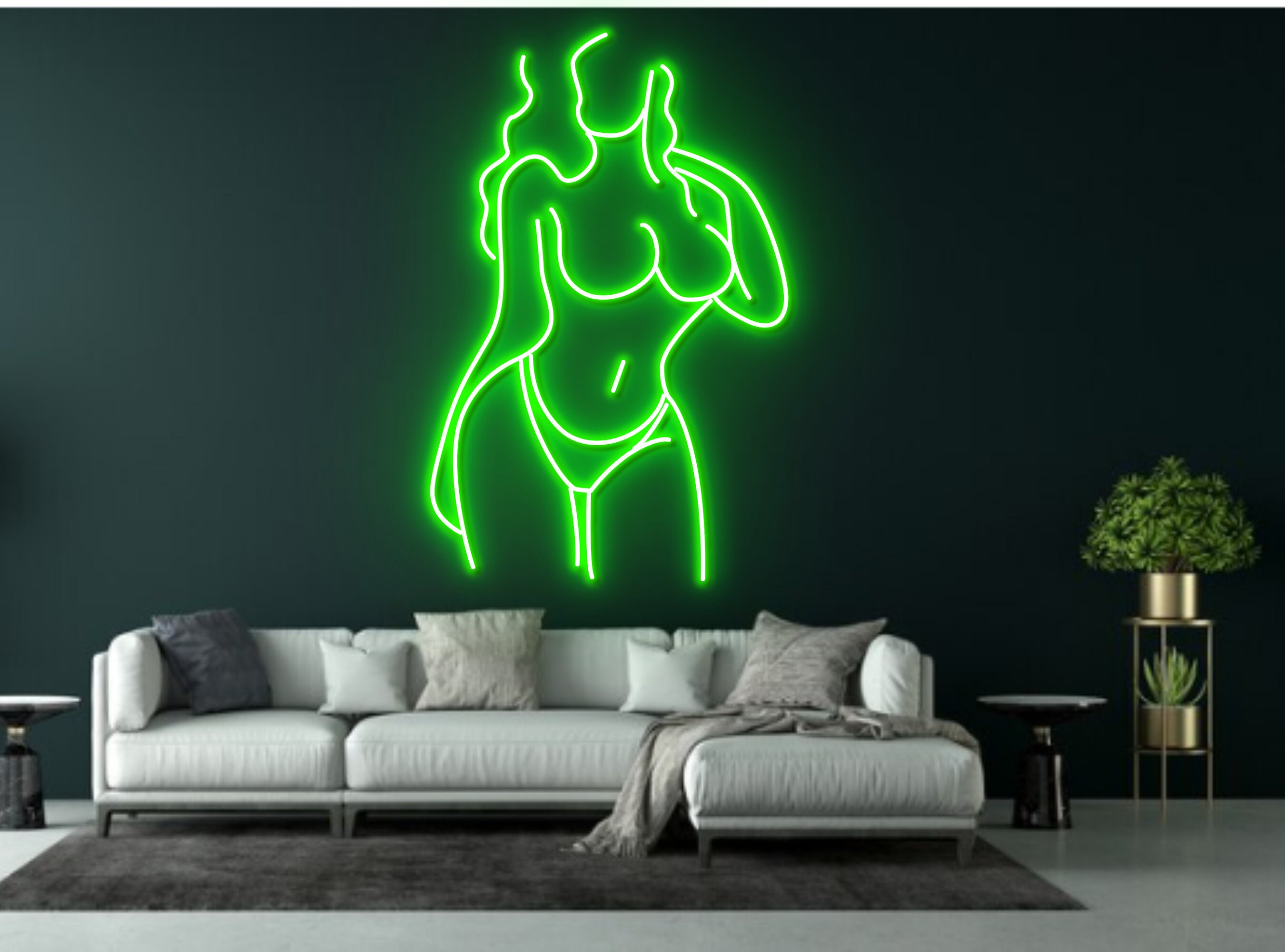 Sexy Beautiful Body Woman Line Art Neon Signs Abstract Art