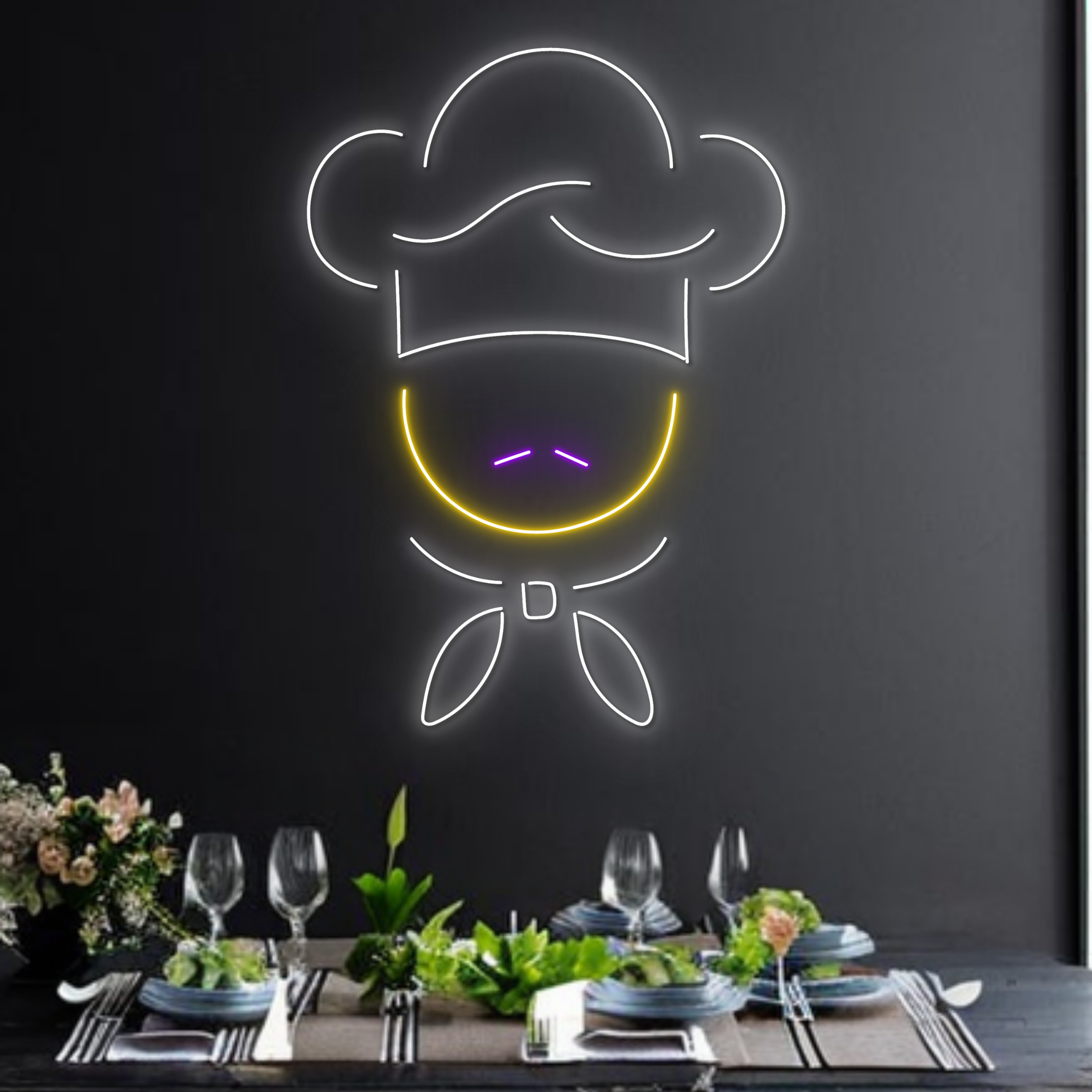 Chef Neon Sign Restaurant Logo Signboard Long-lasting Decor