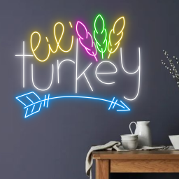 Lil And Turkey To Me Neon Sign Thanksgiving Wall Party Decor