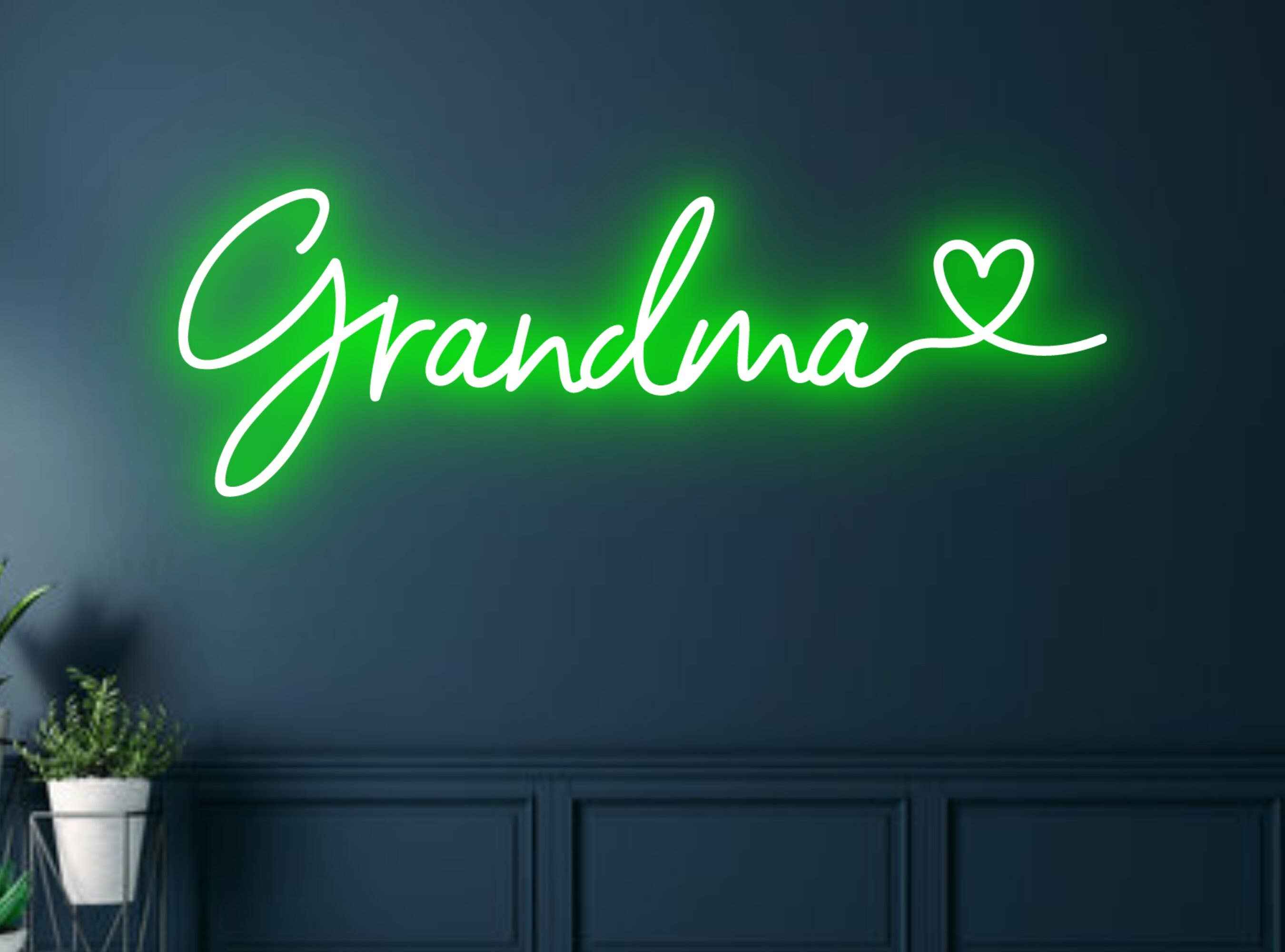 Grandma With Heart Neon Sign Family Wall Decor