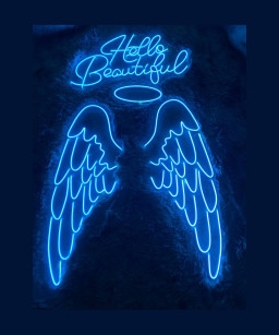 Hello Beautiful Angel Wings Neon Sign Event Decor