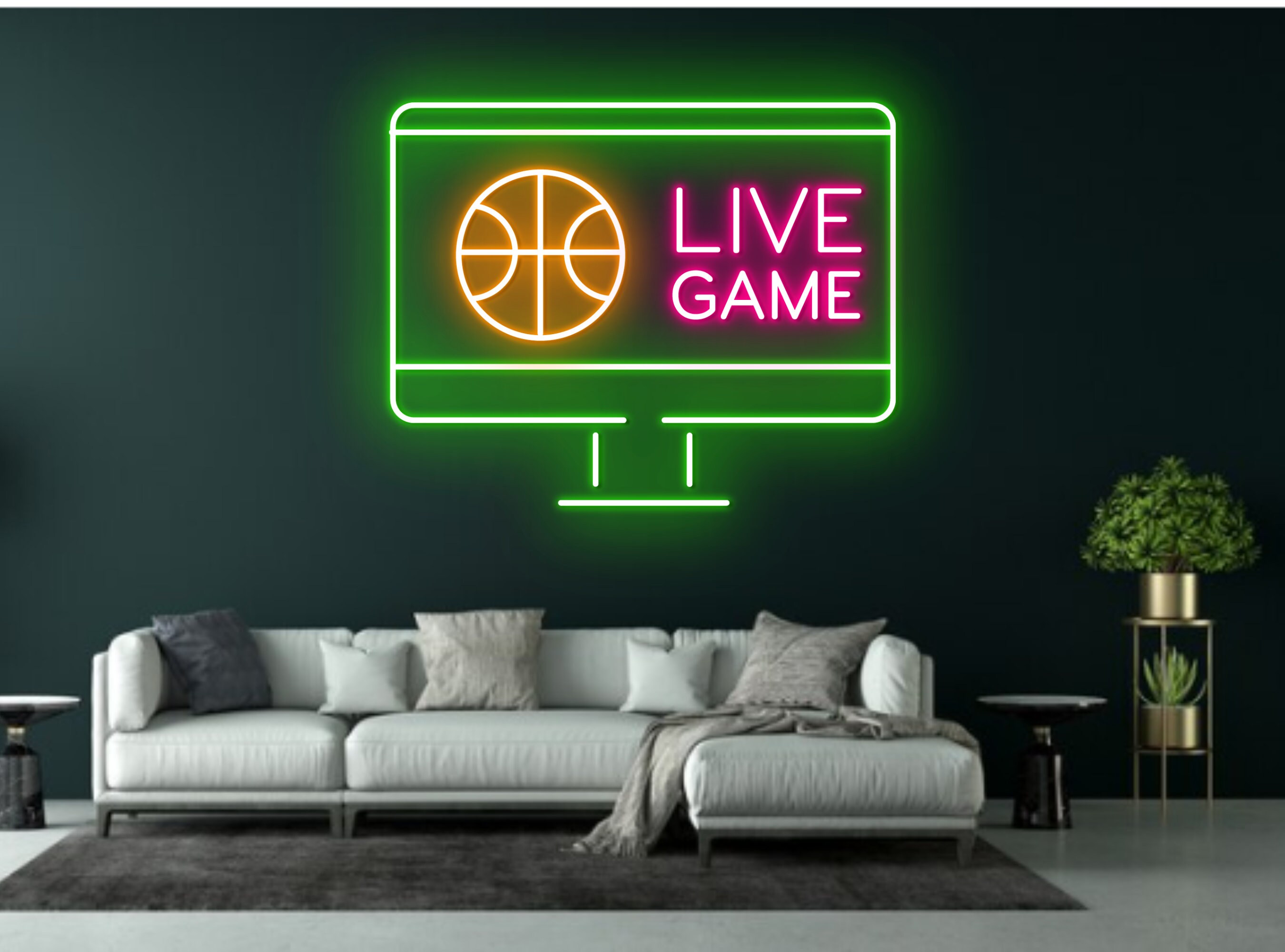 Live Sport TV Basketball Neon Sign