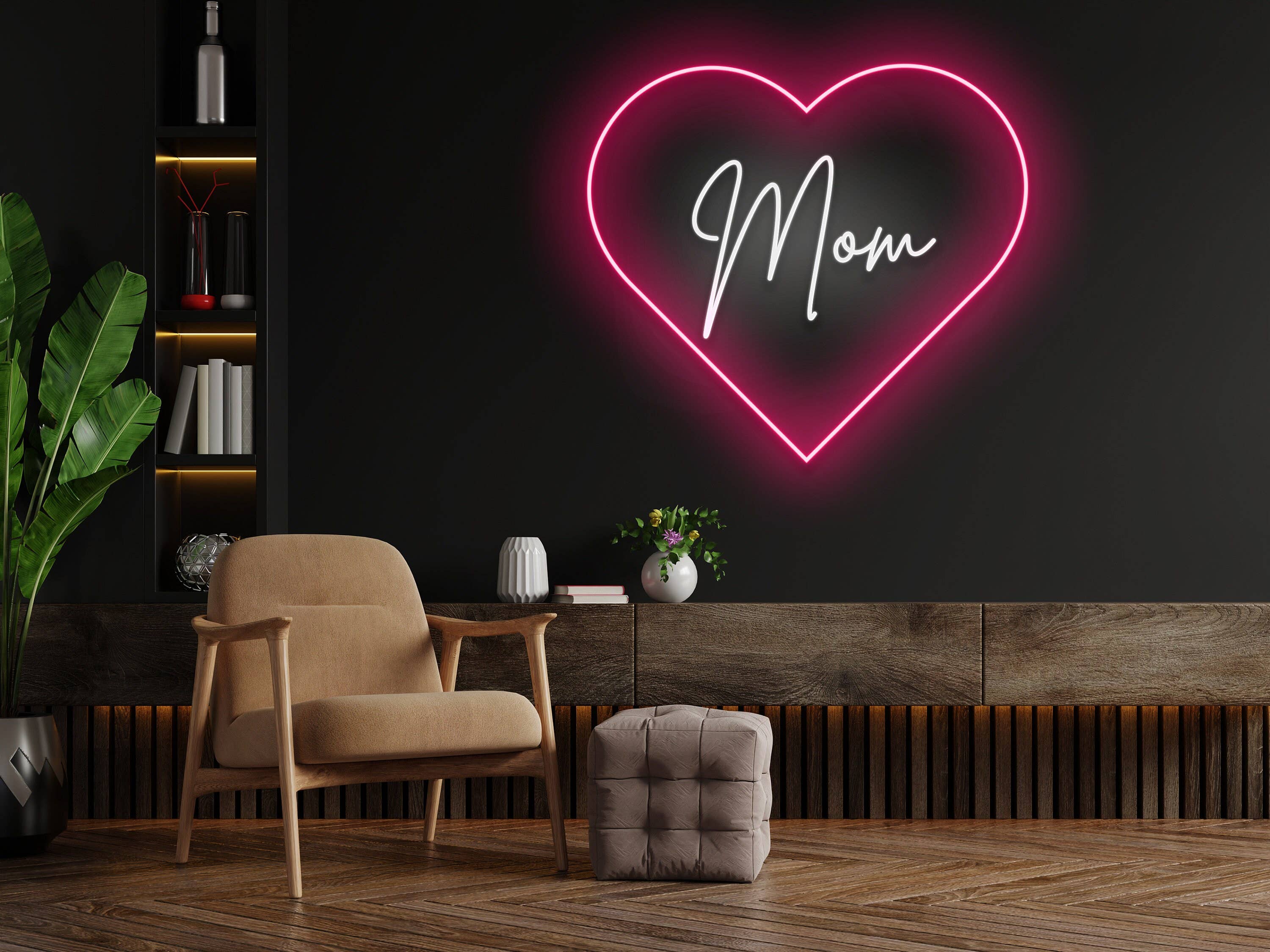 Heart Mom Neon Sign Gift and Decor for Mothers Day