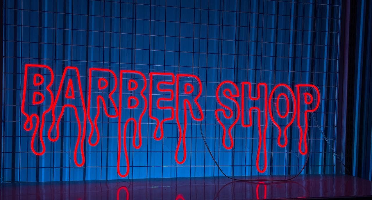 Barber Shop Typography Neon Sign