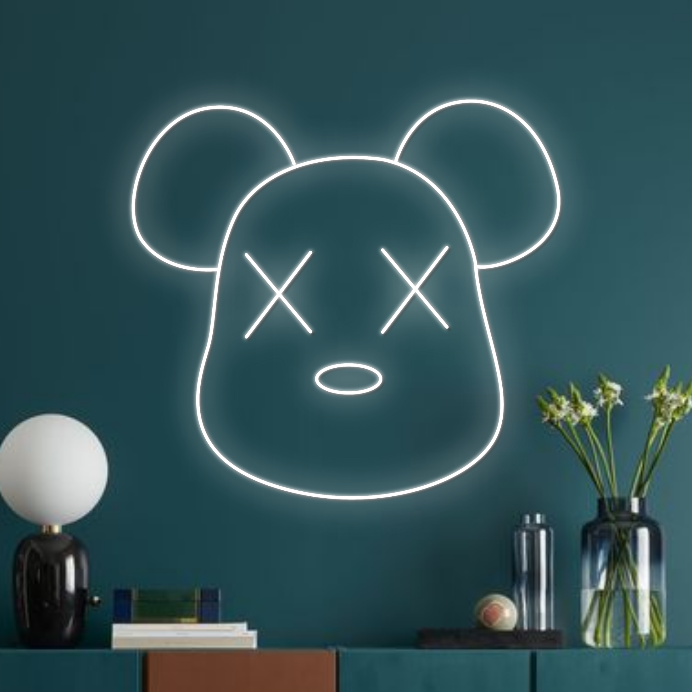 KAWS Supreme Face Neon Signs Cartoon Wall Art Decor