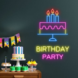 Personalize Birthday Cake Neon Sign Bakery Party Wall Decor