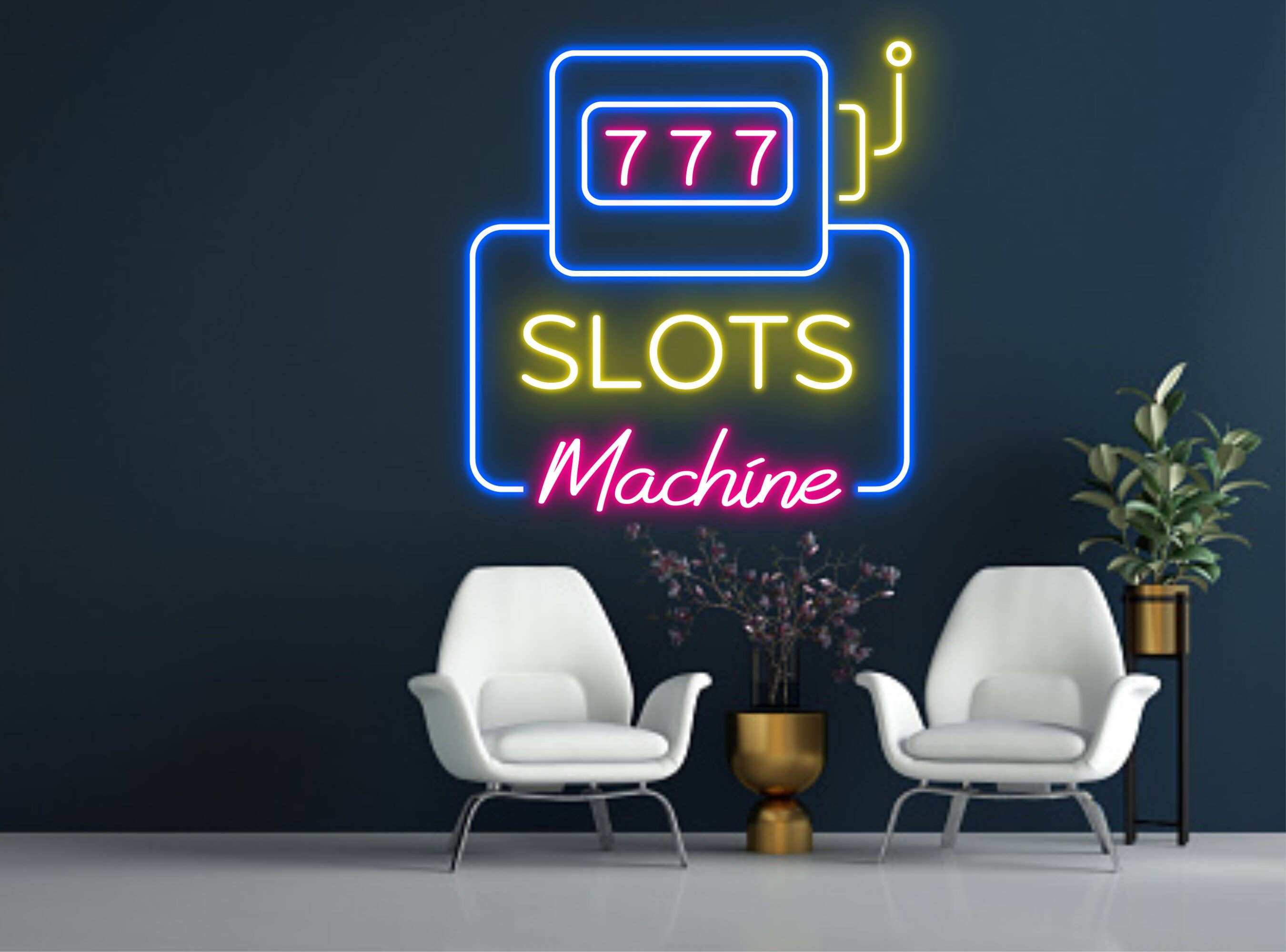 Slot Machine Neon Sign Casino Decoration