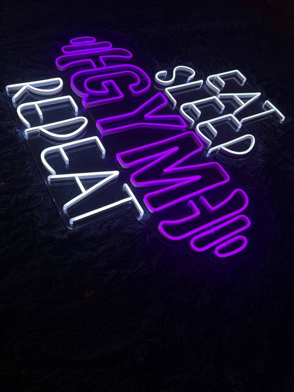 Eat Sleep Gym Repeat Neon Sign Sport Art