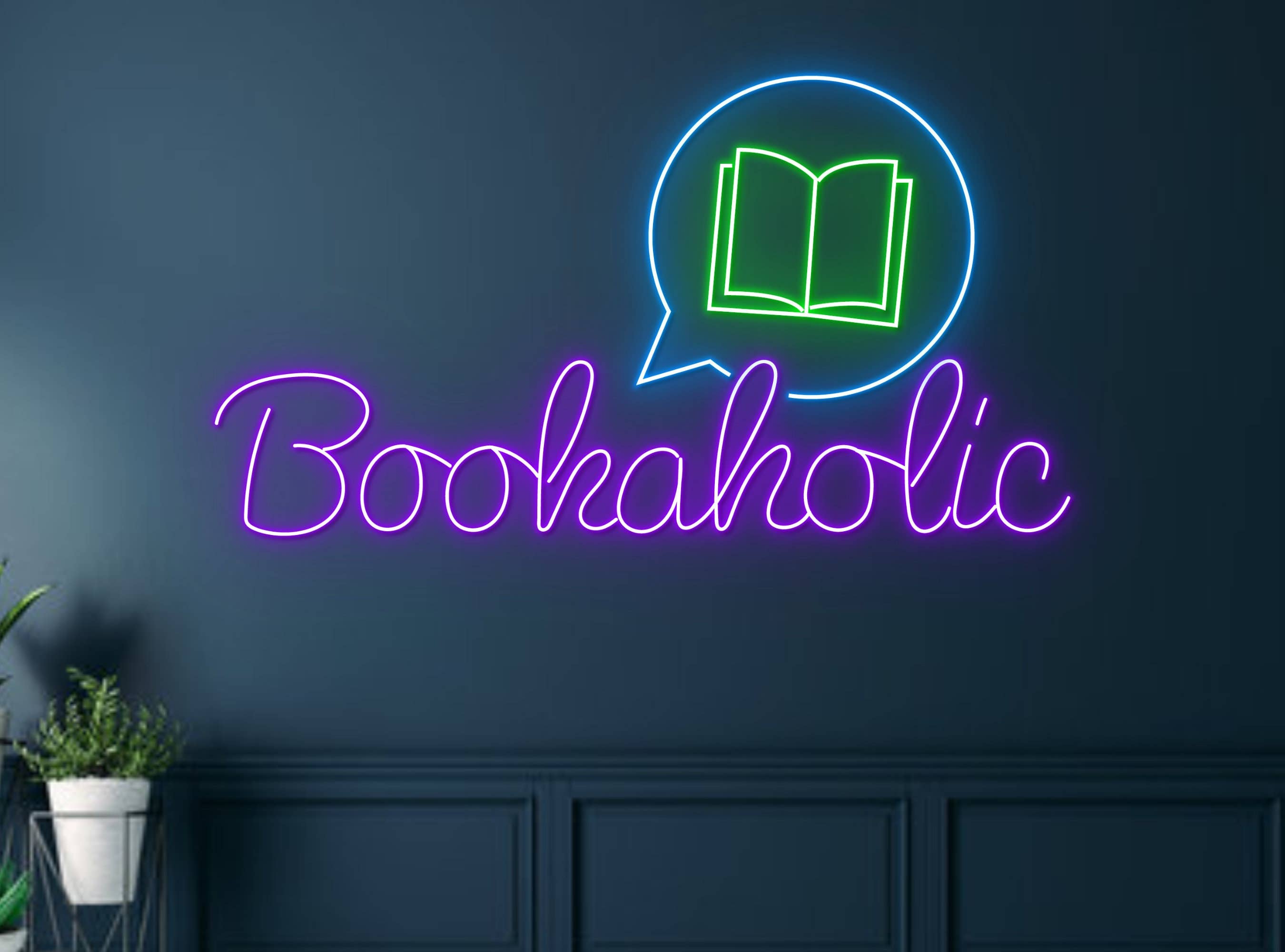 Bookaholic Neon Sign Bookworm Wall Art Decor