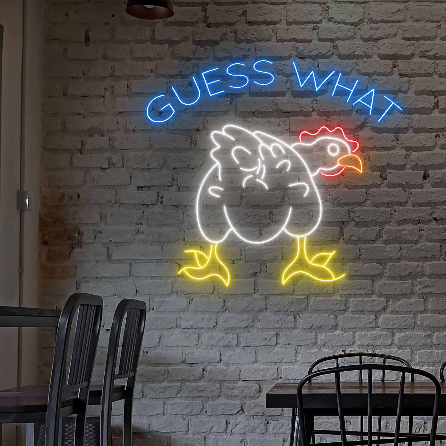 Guess What Funny Chicken Neon Sign Cute Wall Decor