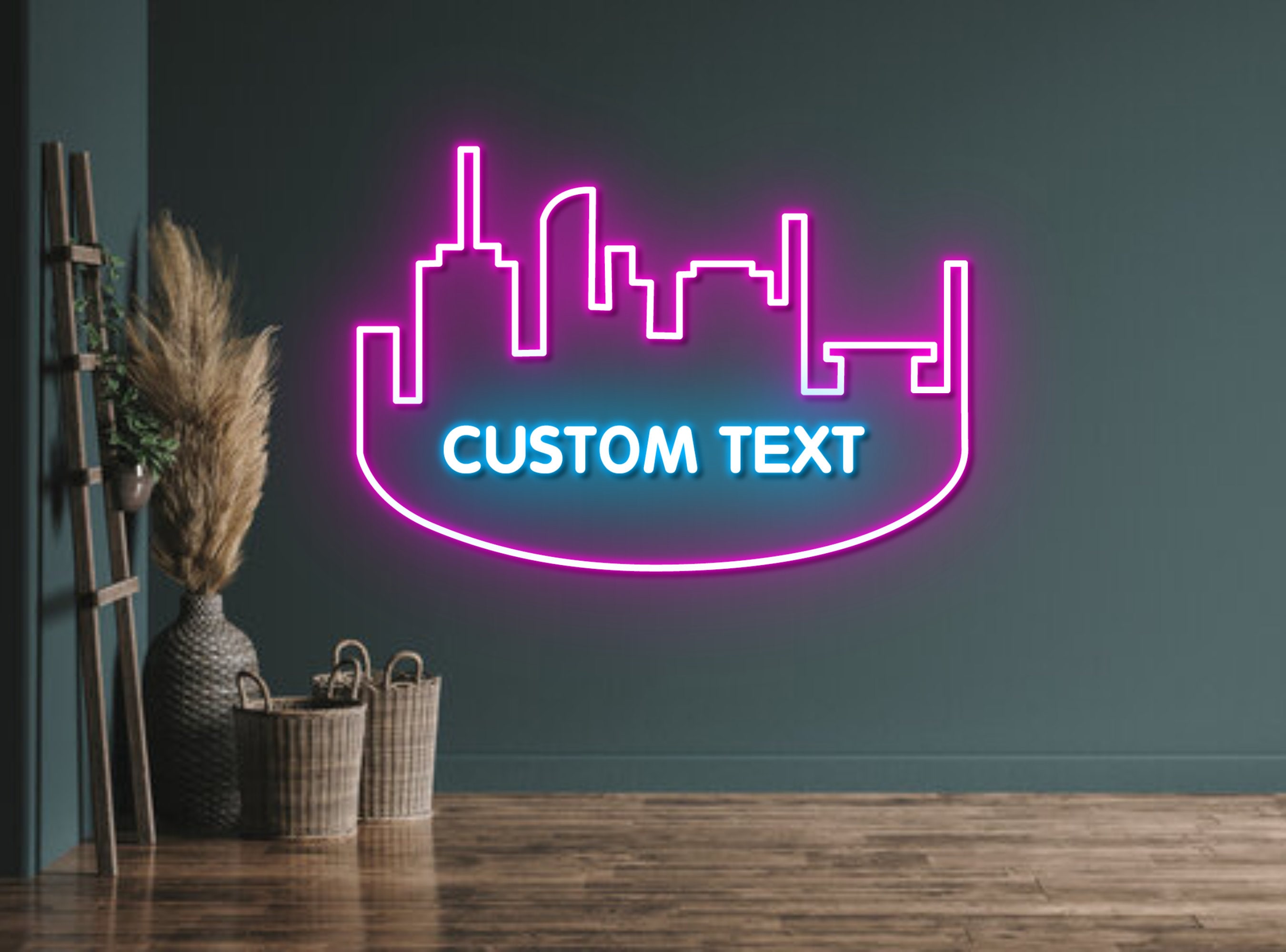 Custom City Skyline Neon Sign Bedroom Decor