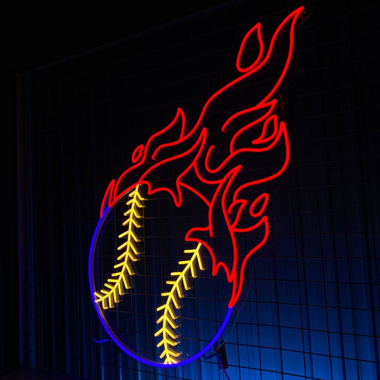 Fire Baseball Neon Sign Baseball Club Wall Decor Signboard