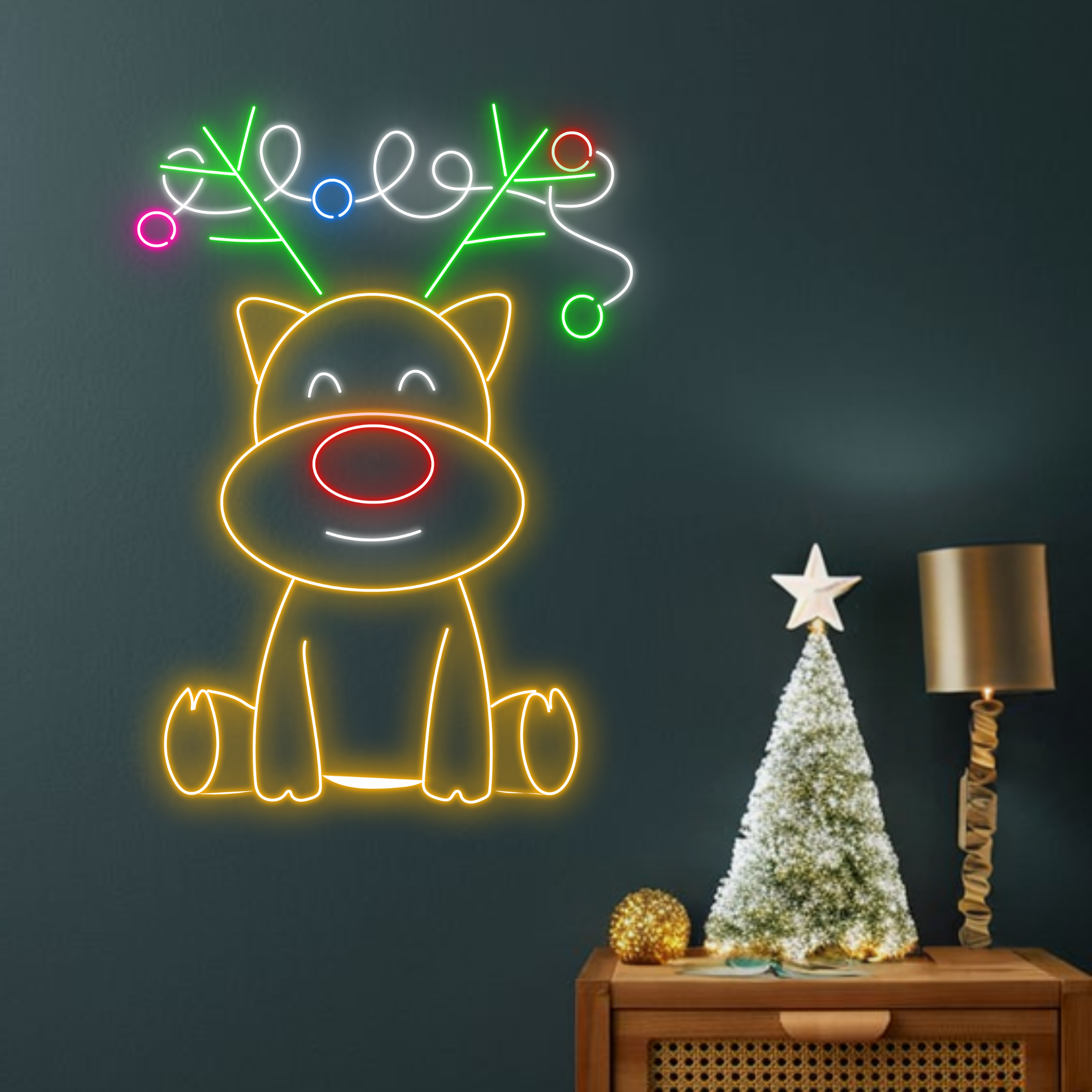 Reindeer Christmas Neon Sign Christmas Lights Decoration