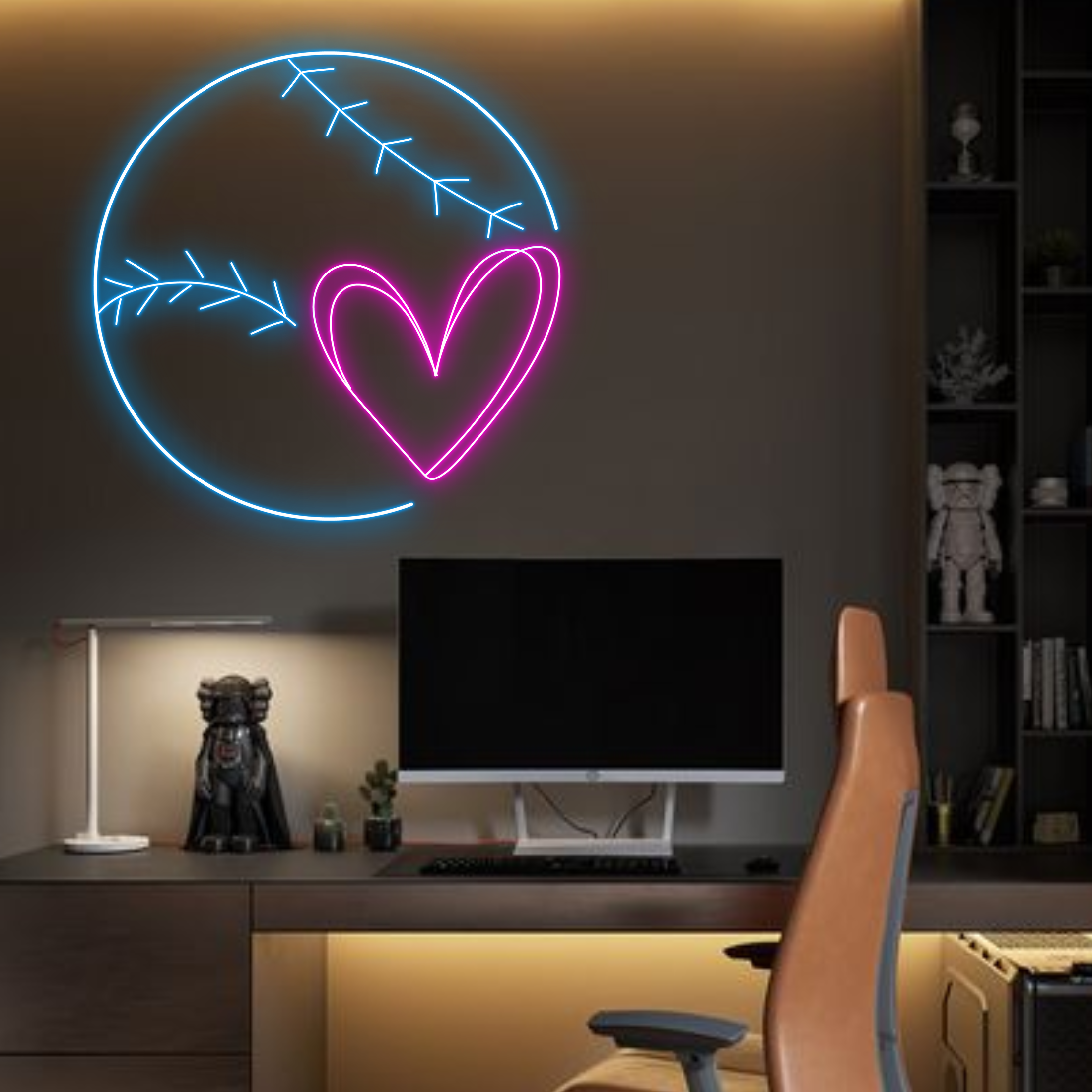 Baseball Heart Neon Sign Baseball Club Decor Signboard