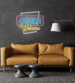 Open Welcome Sign For Store Shop Decor