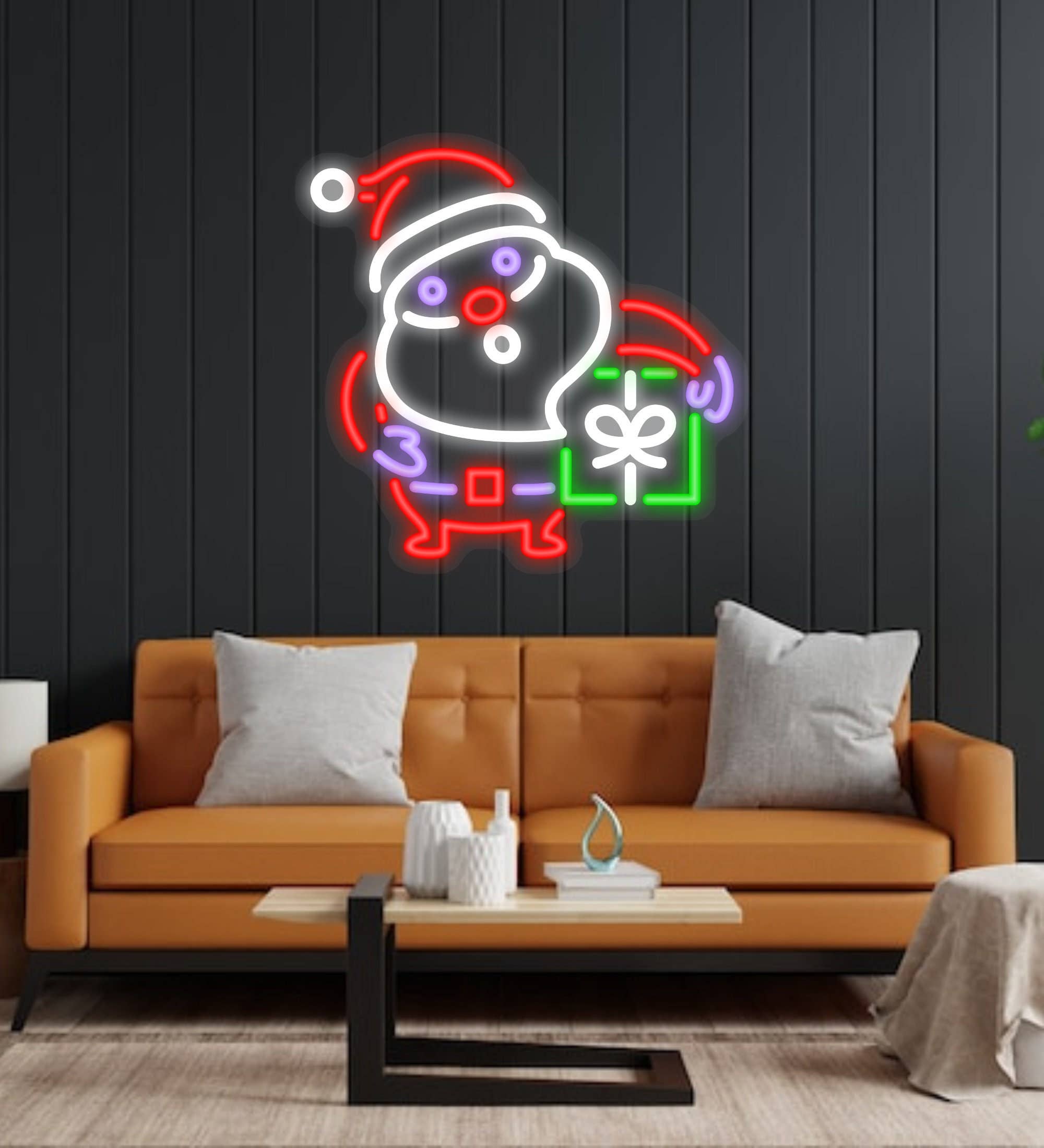 Santa Claus Neon Signs Christmas Party Lights Wall Decor