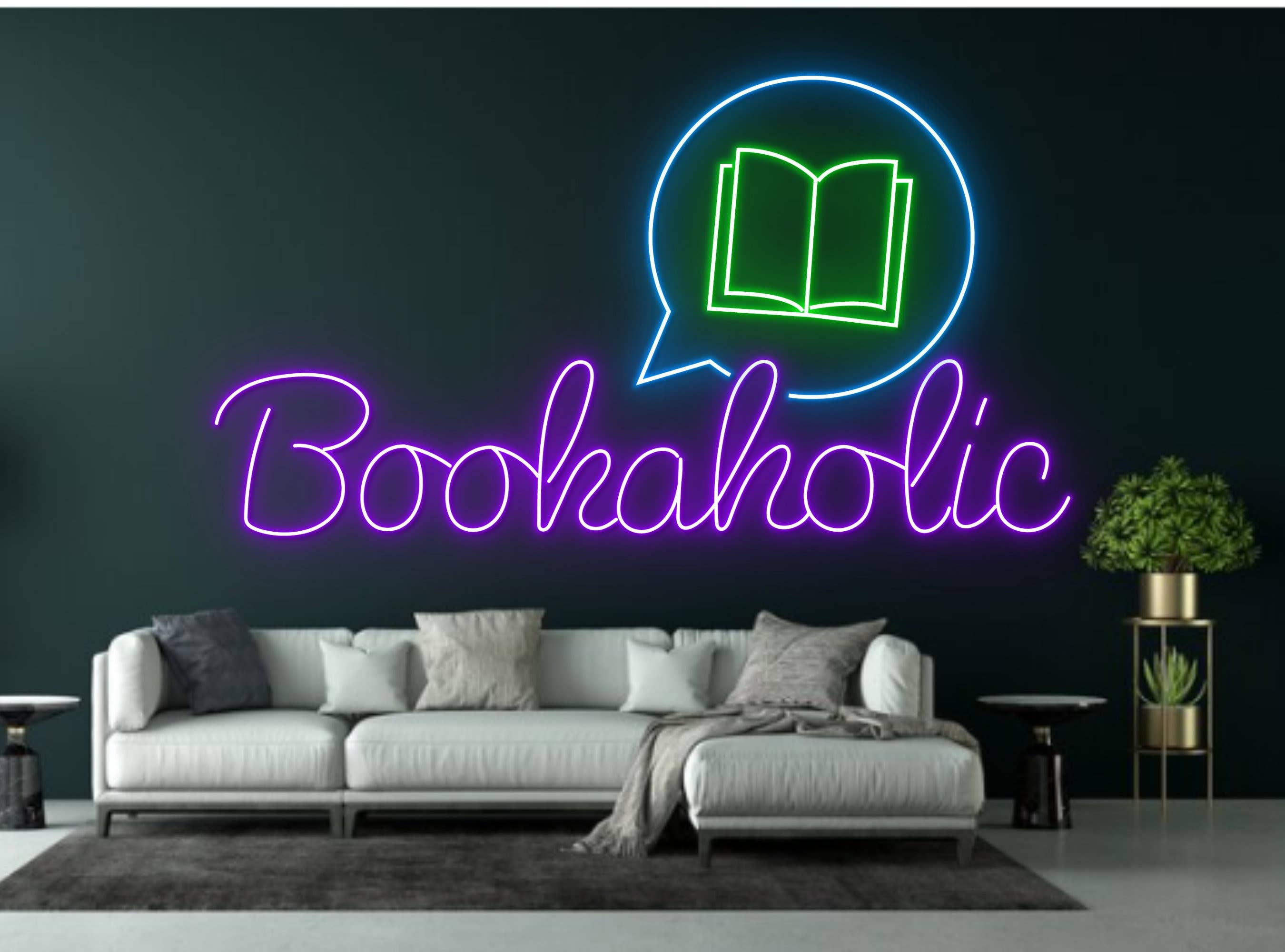 Bookaholic Neon Sign Bookworm Wall Art Decor