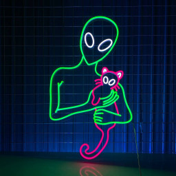 Alien Hugging Cat Neon Sign Alien Cat Led Light Decor