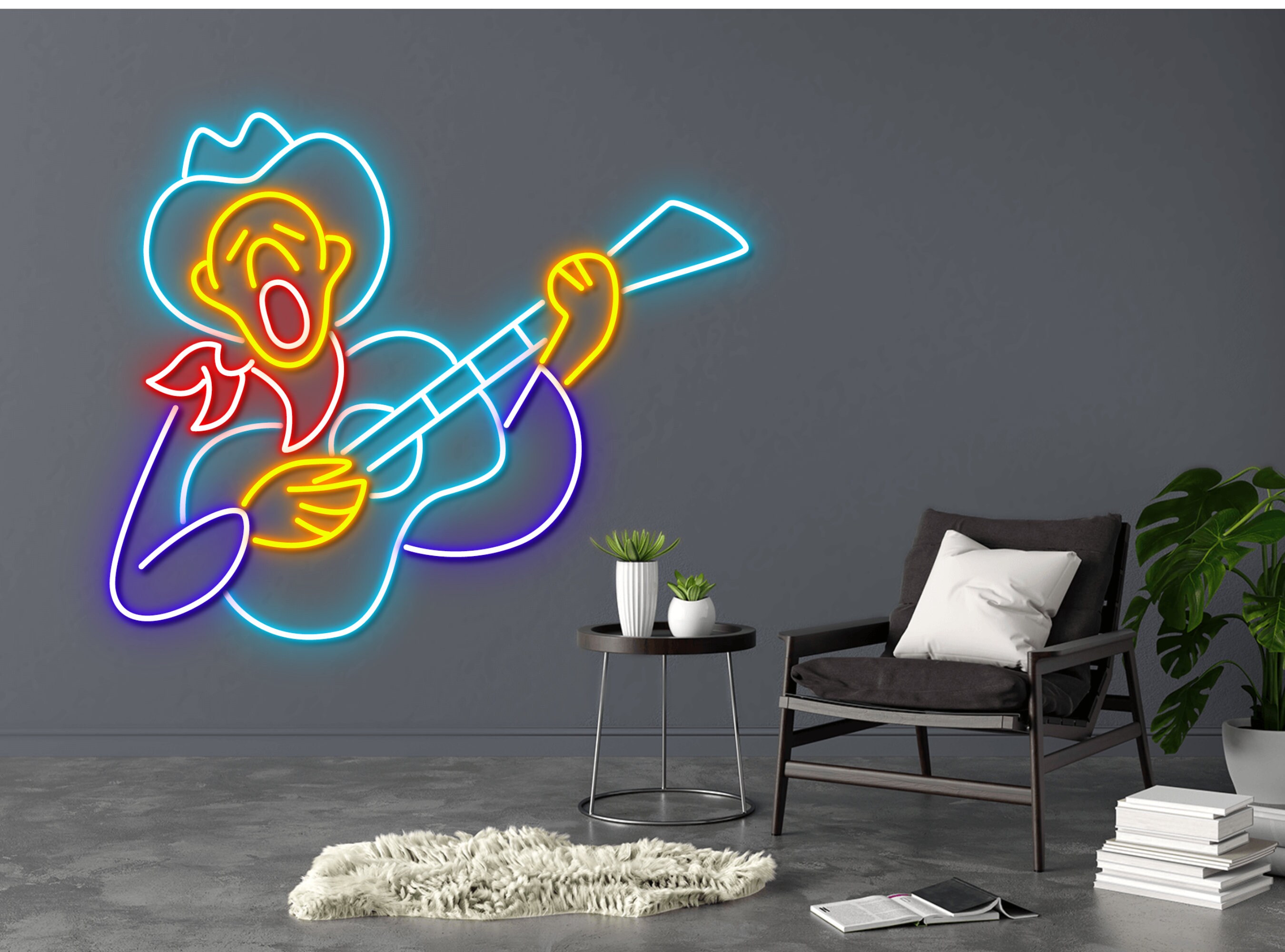 Cowboy Play Guitar Neon Sign